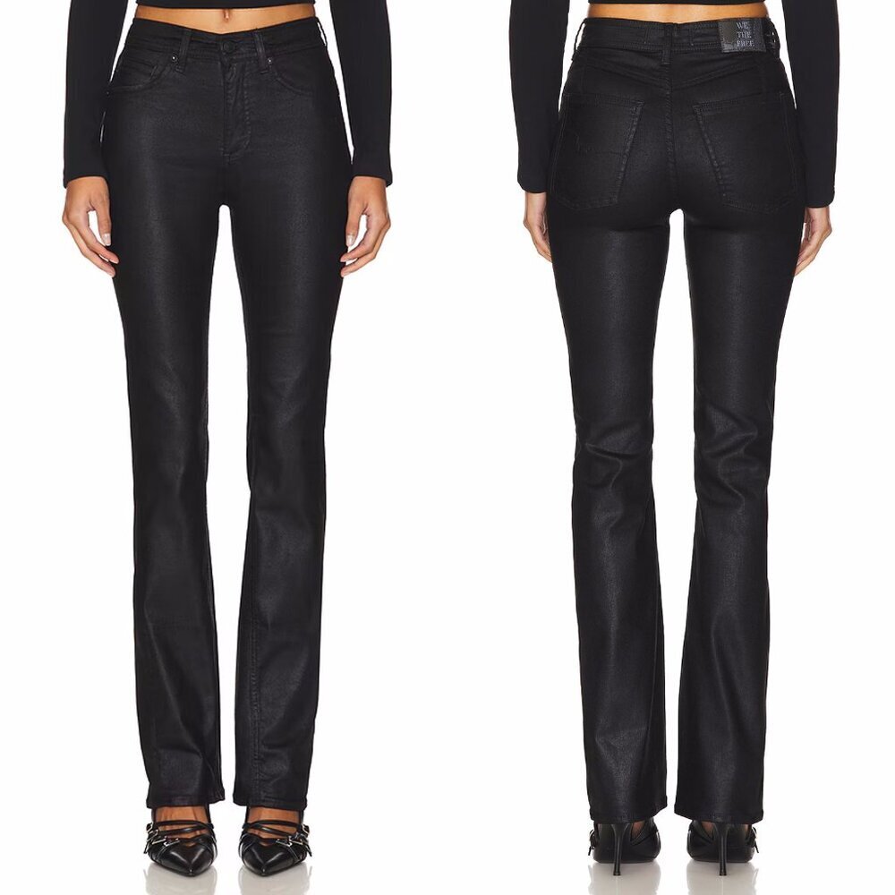 NWT New Free People We The Free Xena Slim Straight Coated Black Jeans Size 27 - Picture 2 of 10